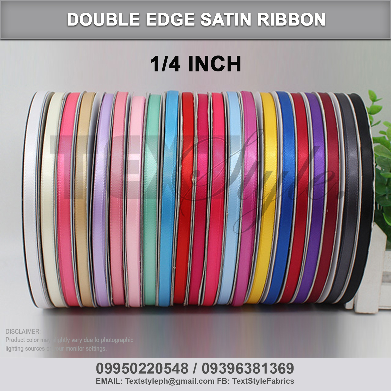 Textstyle Double Edge Satin Ribbon Satin Fabric Ribbon 1/4 Inch 50 Yards  Per Roll (26 Colors)